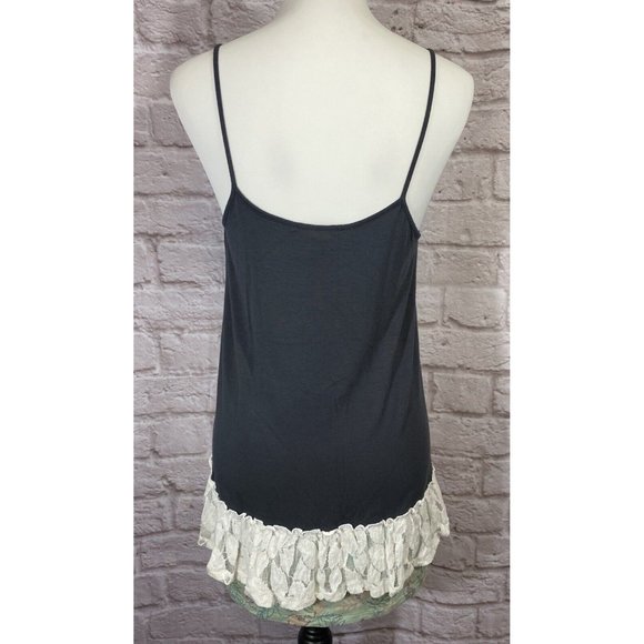 Matilda Jane Small Gray Floral Lace Trim Ruffle Tiered Hem Modal Tank Top 9386 - Picture 5 of 7